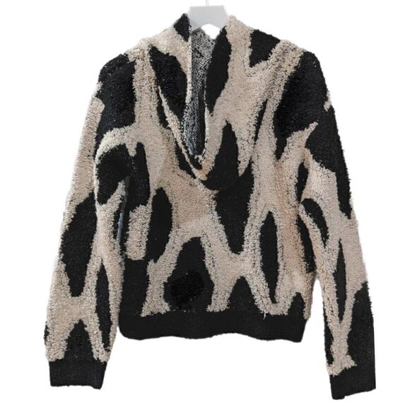 Sandy Liang x Target Cream & Black Leopard Print Sherpa Hooded Sweatshirt XS - Picture 2 of 7